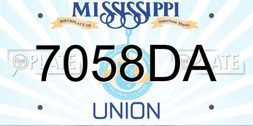 7058DA Mississippi License Plate
