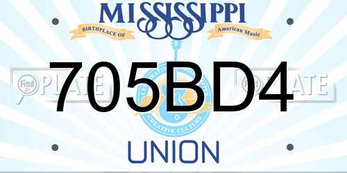 705BD4 Mississippi License Plate