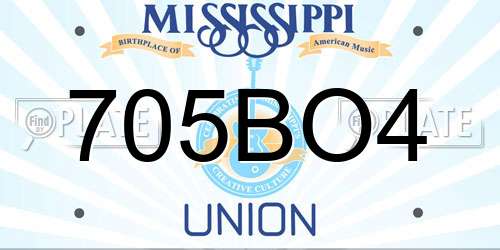 705BO4 Mississippi License Plate