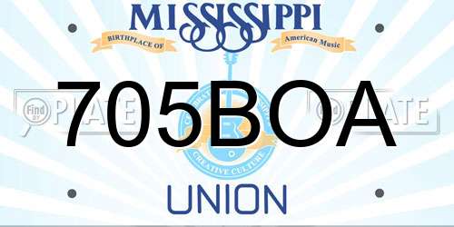 705BOA Mississippi License Plate
