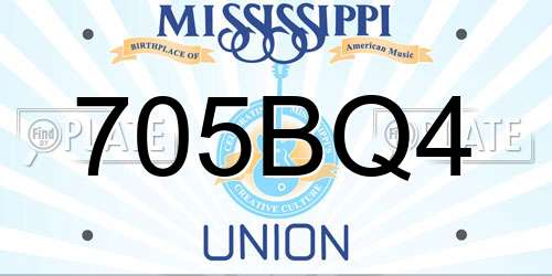 705BQ4 Mississippi License Plate