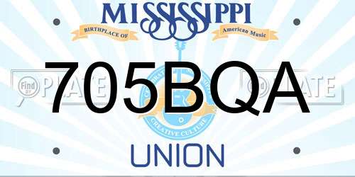 705BQA Mississippi License Plate