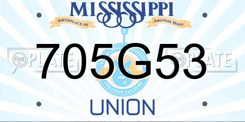 705G53 Mississippi License Plate