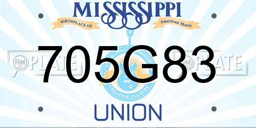 705G83 Mississippi License Plate