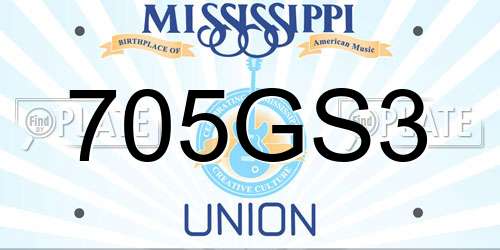 705GS3 Mississippi License Plate