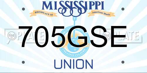 705GSE Mississippi License Plate