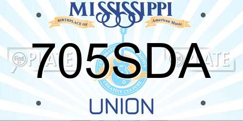 705SDA Mississippi License Plate