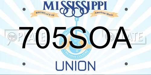 705SOA Mississippi License Plate