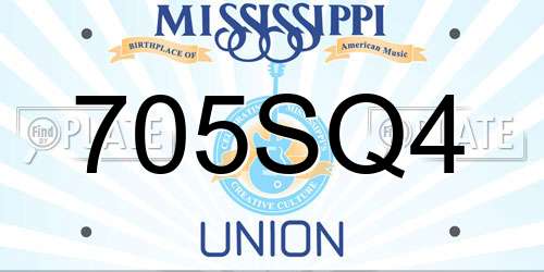 705SQ4 Mississippi License Plate