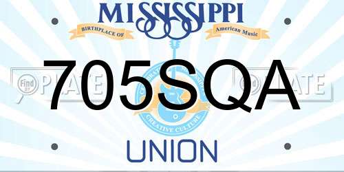 705SQA Mississippi License Plate
