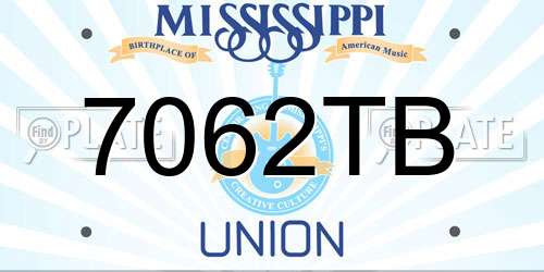 7062TB Mississippi License Plate
