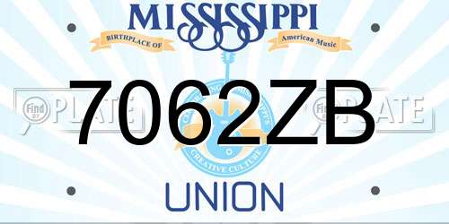 7062ZB Mississippi License Plate