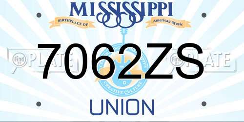 7062ZS Mississippi License Plate