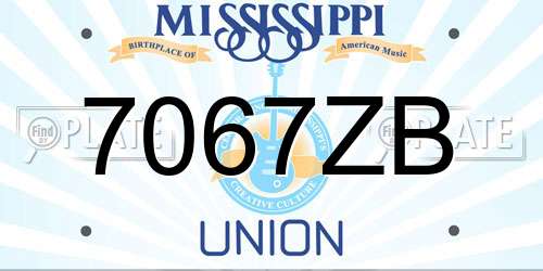 7067ZB Mississippi License Plate