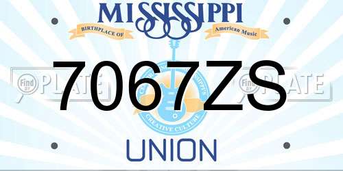 7067ZS Mississippi License Plate