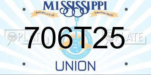 706T25 Mississippi License Plate