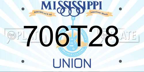 706T28 Mississippi License Plate