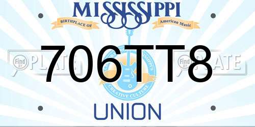 706TT8 Mississippi License Plate