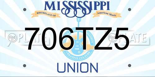706TZ5 Mississippi License Plate