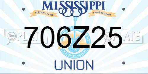 706Z25 Mississippi License Plate
