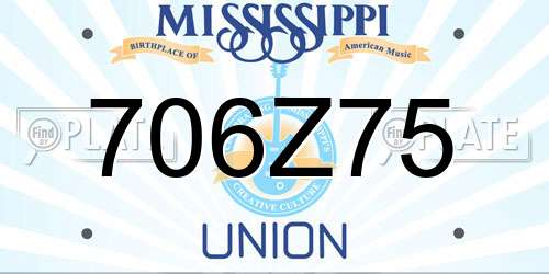 706Z75 Mississippi License Plate