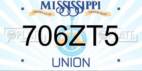 706ZT5 Mississippi License Plate