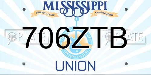 706ZTB Mississippi License Plate