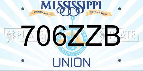 706ZZB Mississippi License Plate