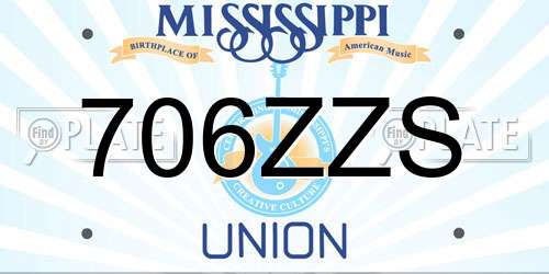 706ZZS Mississippi License Plate