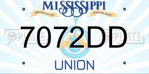 7072DD Mississippi License Plate