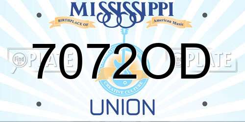 7072OD Mississippi License Plate