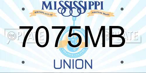 7075MB Mississippi License Plate