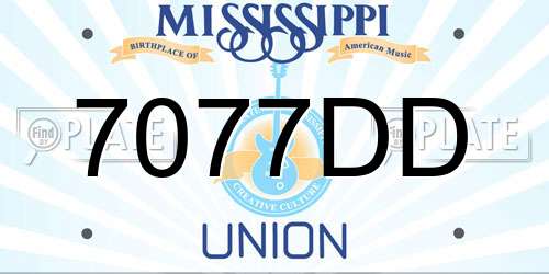 7077DD Mississippi License Plate