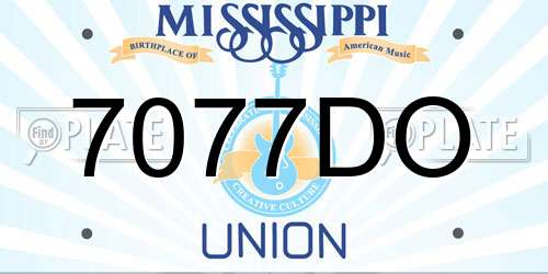 7077DO Mississippi License Plate