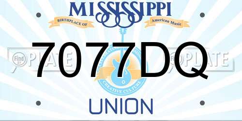 7077DQ Mississippi License Plate