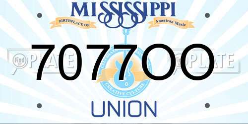 7077OO Mississippi License Plate