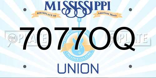 7077OQ Mississippi License Plate