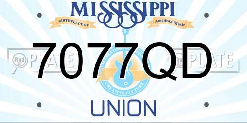 7077QD Mississippi License Plate