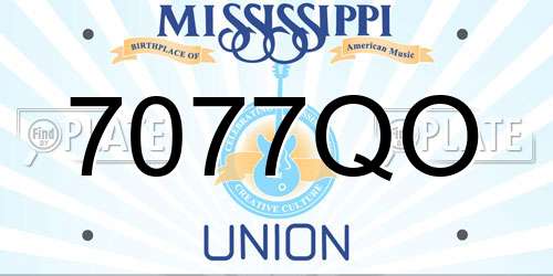 7077QO Mississippi License Plate