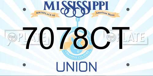 7078CT Mississippi License Plate