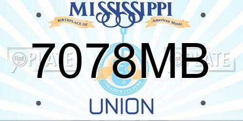7078MB Mississippi License Plate