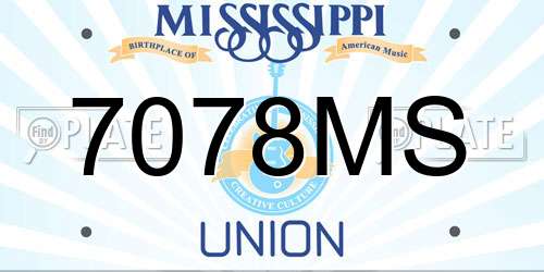 7078MS Mississippi License Plate