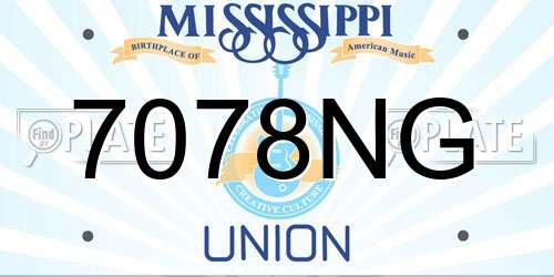 7078NG Mississippi License Plate