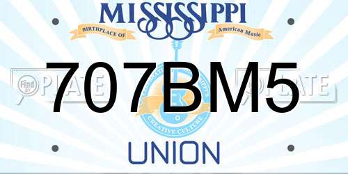 707BM5 Mississippi License Plate