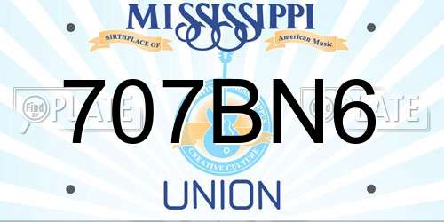 707BN6 Mississippi License Plate