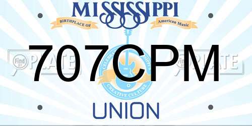 707CPM Mississippi License Plate