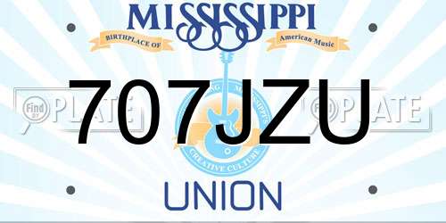 707JZU Mississippi License Plate