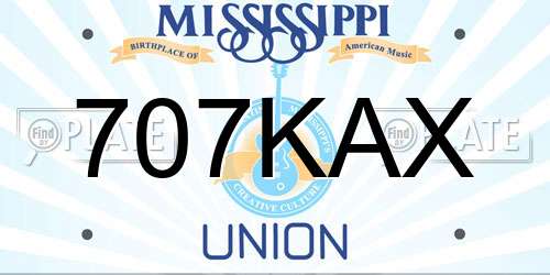 707KAX Mississippi License Plate