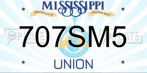 707SM5 Mississippi License Plate