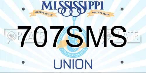 707SMS Mississippi License Plate